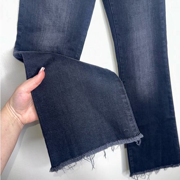 Nili Lotan High Waisted Vianca Kick Flare Jeans Frayed Hem Black Size 26 - Picture 5 of 9